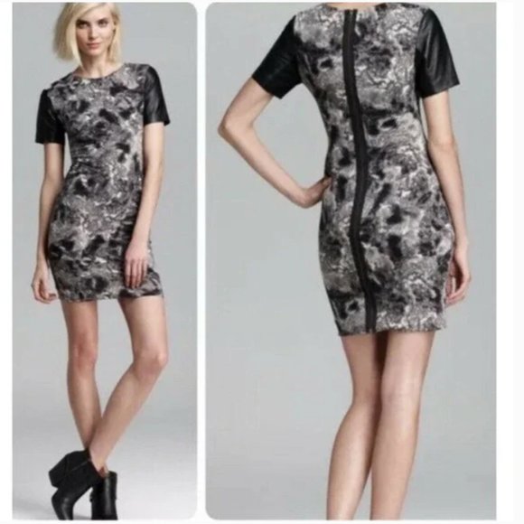 Cut25 by Yigal Azrouel Dresses & Skirts - Cut25 by Yigal Azrouel Leather Trim Marbled Print Dress Size Small